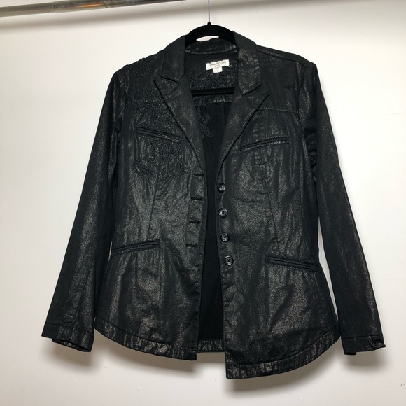 Coldwater Creek Jackets & Blazers - Coldwater Creek Black Coat with Gold Inlay